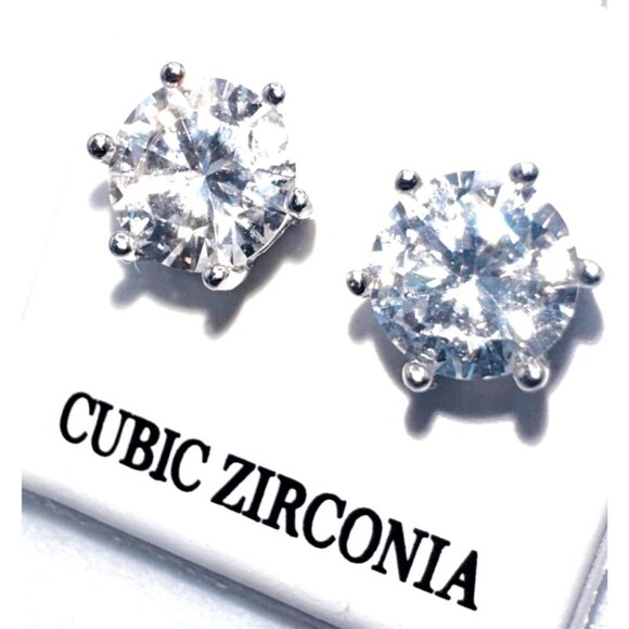 Sterling Silver Cubic Zirconia 1CT Stud Earrings - Picture 4 of 6